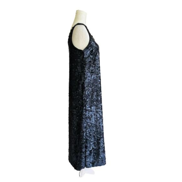 K/Lab Dress Navy Blue Sequins V-Neck Sleeveless Party Midi Dress Size Small - Picture 6 of 12